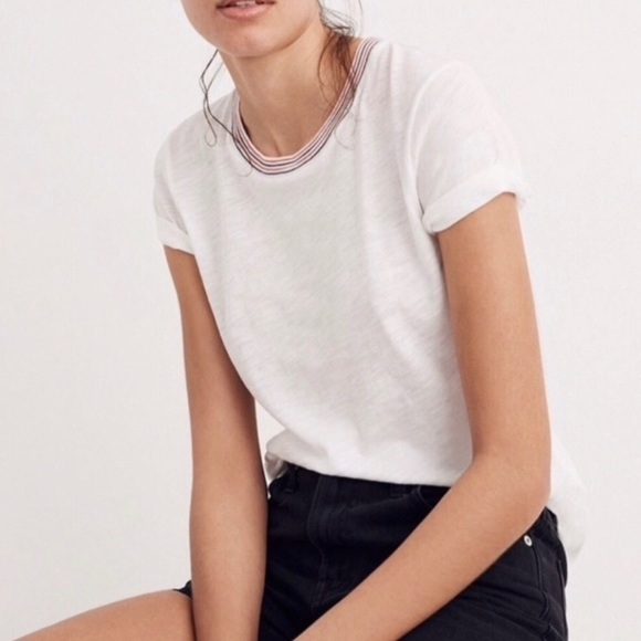 Madewell Tops - MADEWELL WHISPER STRIPE COLLAR TEE